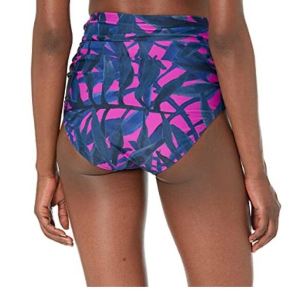 Coastal Blue Women's Multicolor Swimwear Shirred High Waist Bikini Bottom Size L - Picture 7 of 8